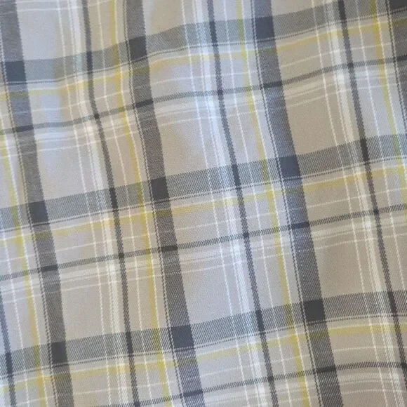 Zara Tartan Plaid Pants Womens L Tan Check Trousers Side Vents Leg Slit Academia - Picture 9 of 9